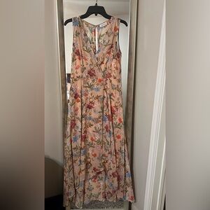 Calvin Klein Orange Red Sleeveless V-neck Sundress